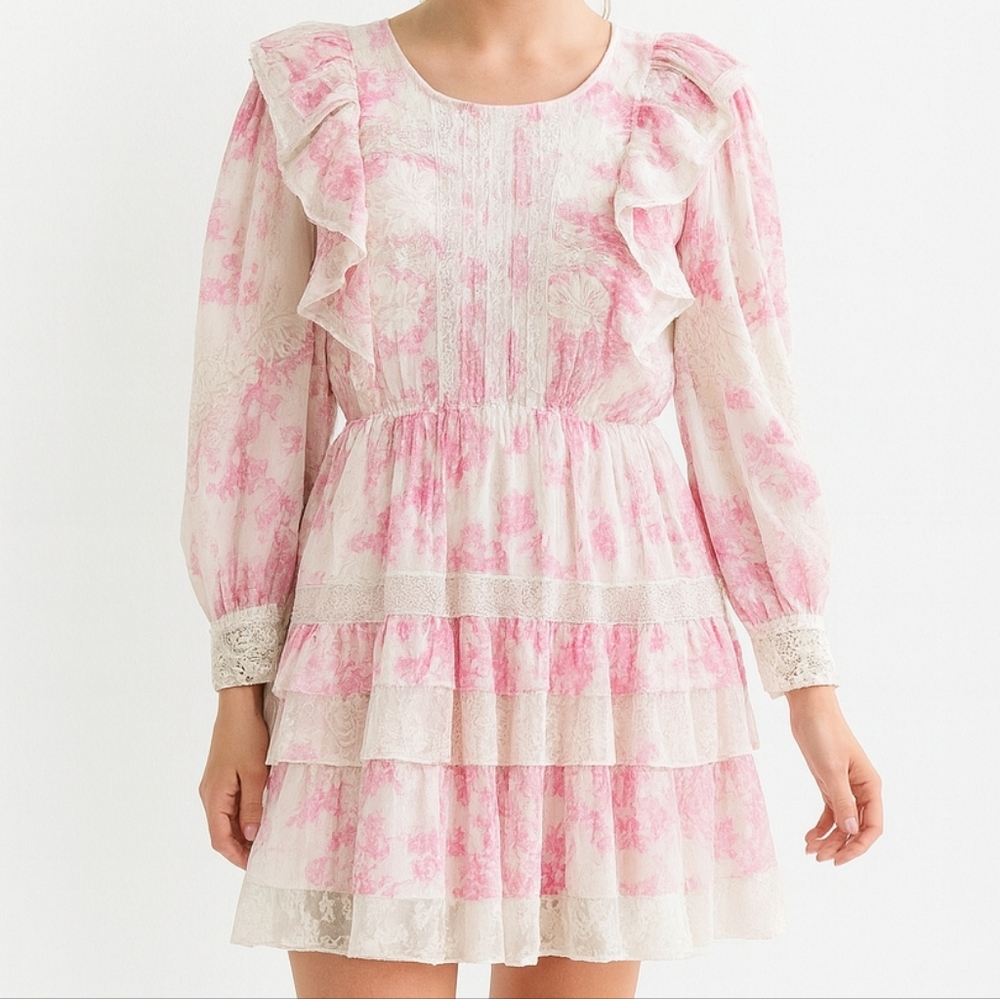 Loveshackfany Sntorini Dress Cotton Pink Cream NWT Size Medium
